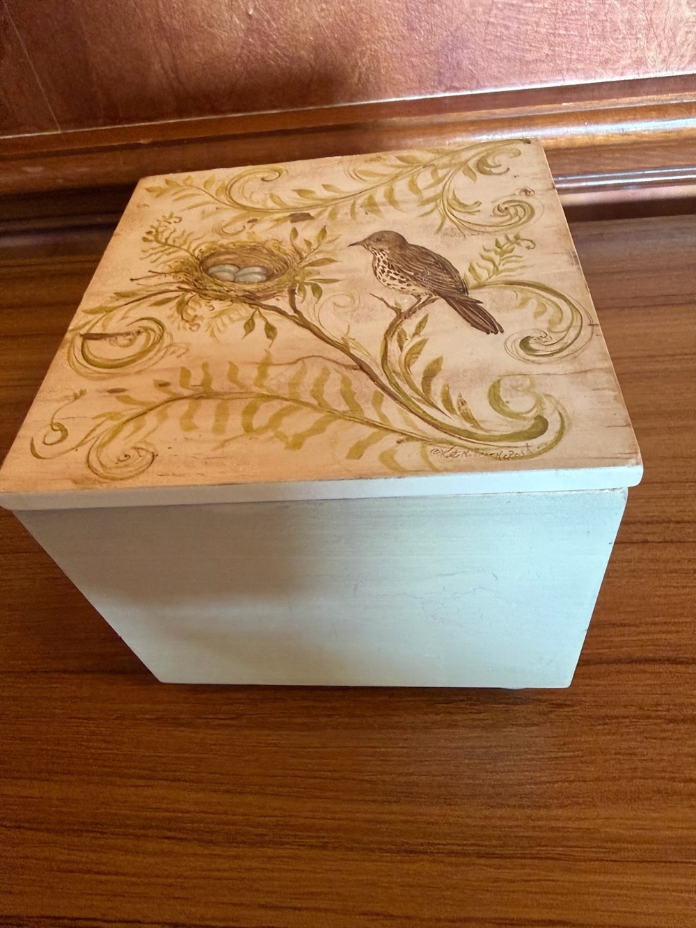 Square One Brands Natures Nest Trinket Box Kate McRostie Bird Decorative Wood